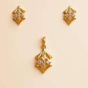 Modern Silver Layered Kite Pendant Earrings Set with American Diamond