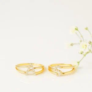 Personalized gold alphabet letter design ring