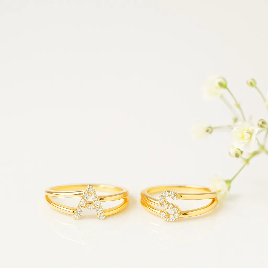 Personalized gold alphabet letter design ring